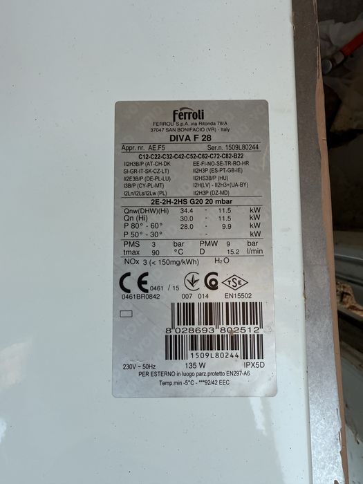 centrală termică Ferroli Diva F 28