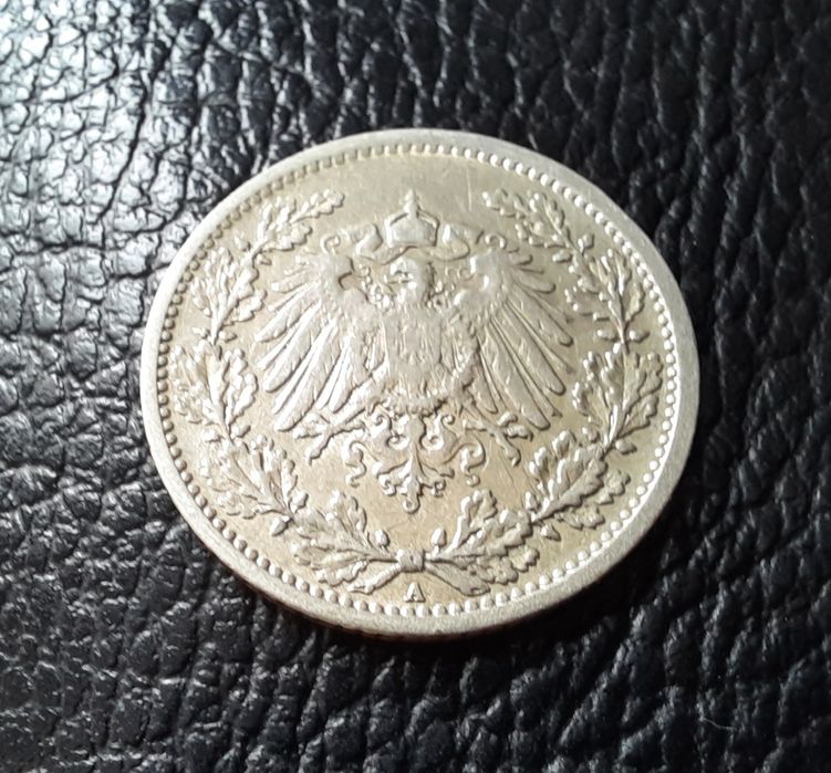 Стара сребърна монета 1/2 марка 1906 г.буква А- Германия- перфектна