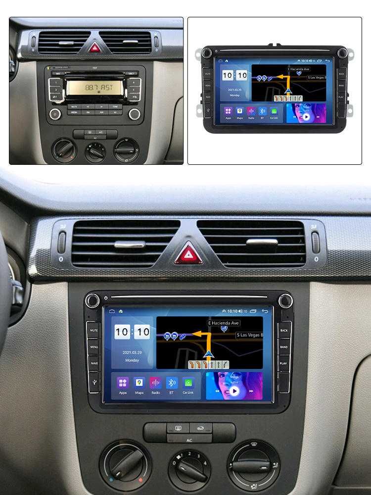 Navigatie GPS Vw Golf Passat Skoda Seat Android 12 Waze CarPlay CAMERA