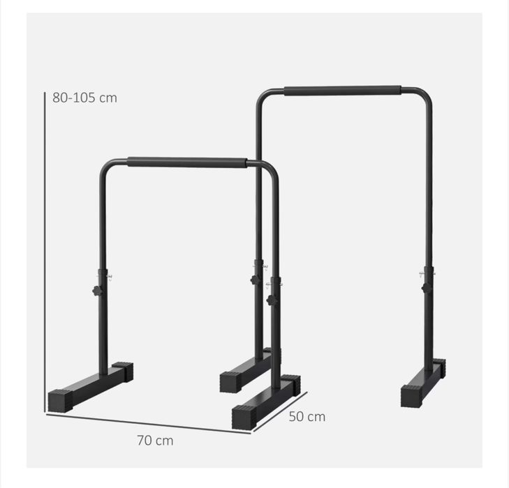 Успоредка 2 щанги за Dip SPORTNOW, регулируеми, черни, 70x50x80-105 см