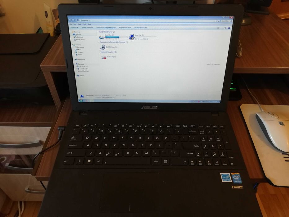 Laptop Asus Intel Cpu 2117u 2 COre 4 GB ram hdd 500gb