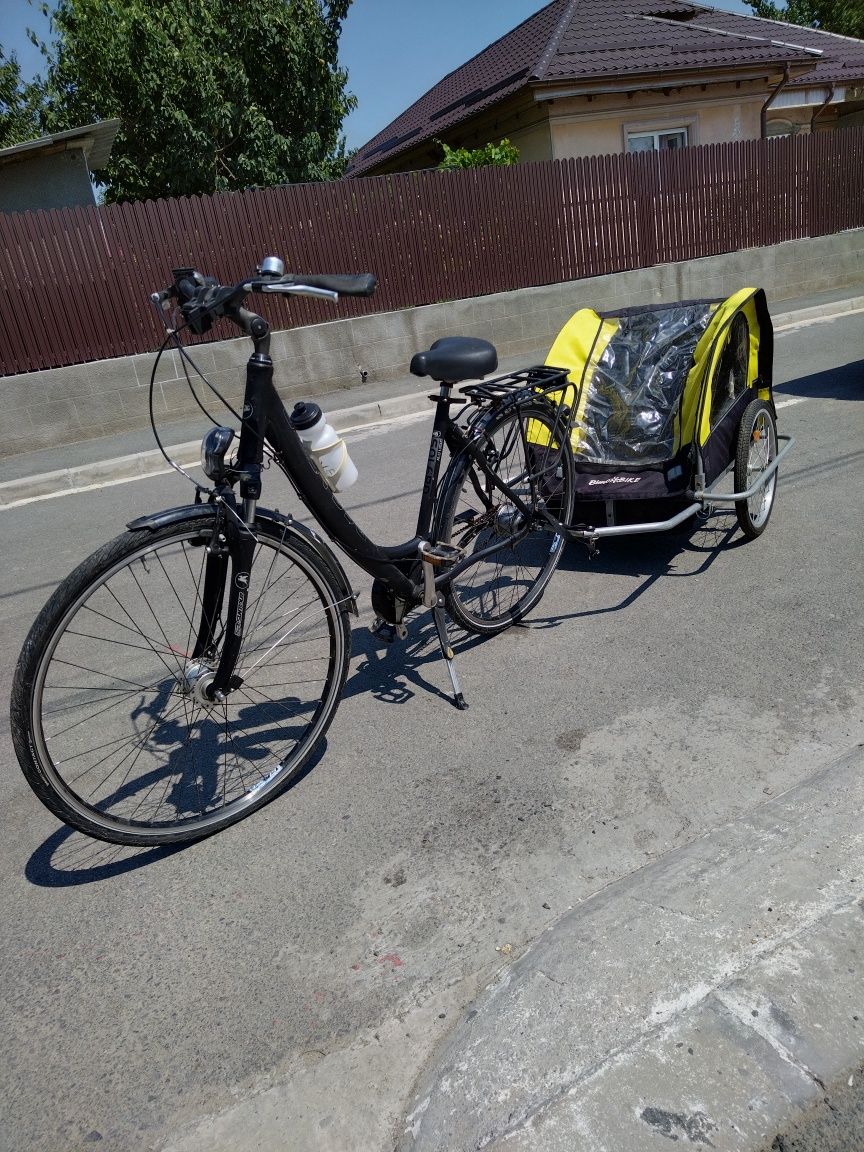 Vând Bicicleta cu remorcuta copii