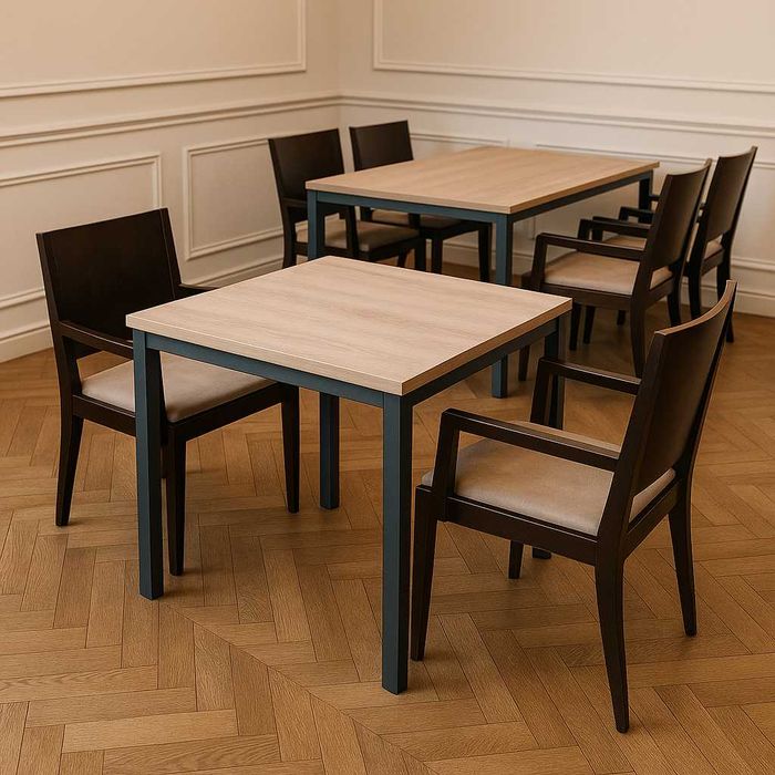 Set masă și scaune din lemn pentru restaurant / cafenea / bucătărie