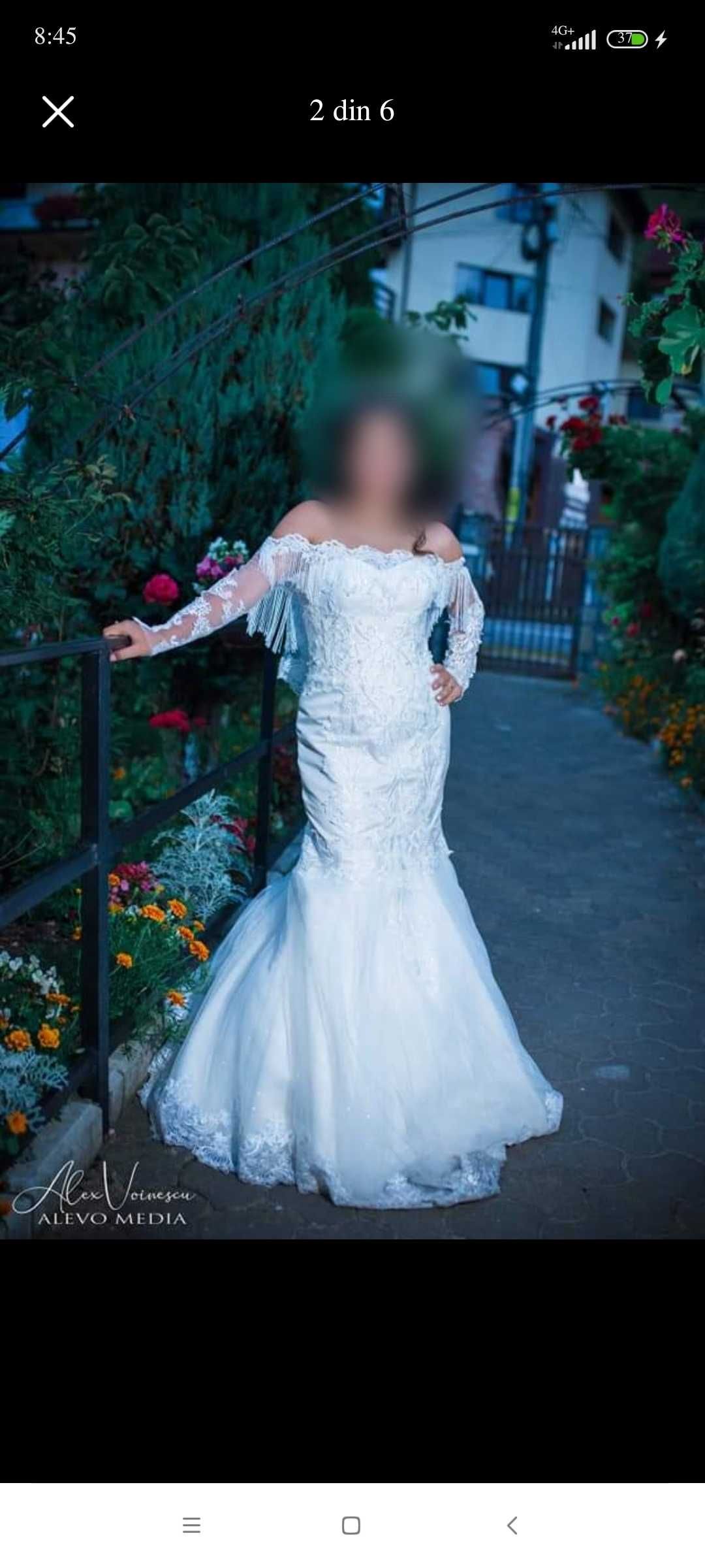 Rochie de mireasa 2 în 1 cu trena detașabilă