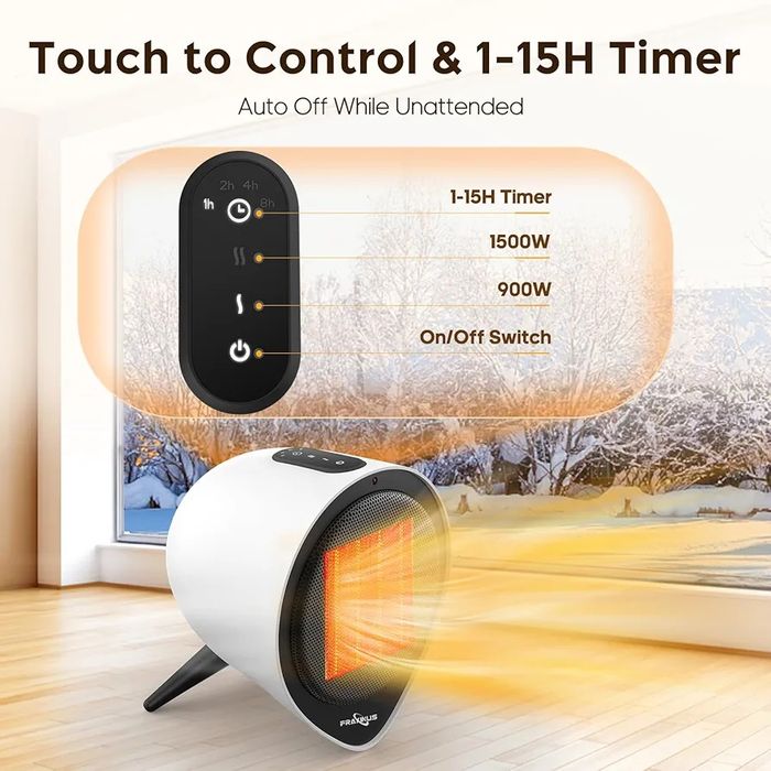 FRAXINUS Керамичен вентилаторен отоплител,900W/1500W