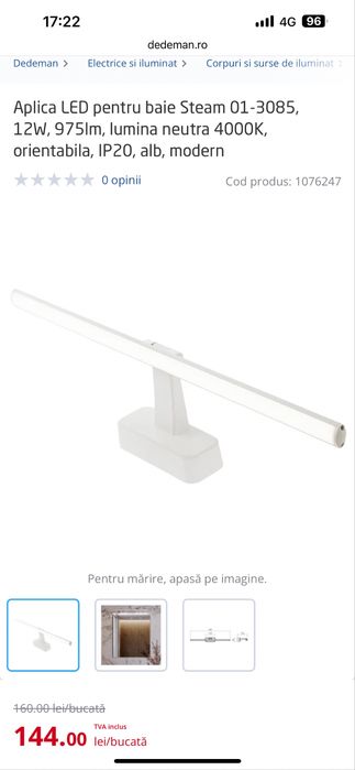 Corp iluminat Ip+oglinda baie