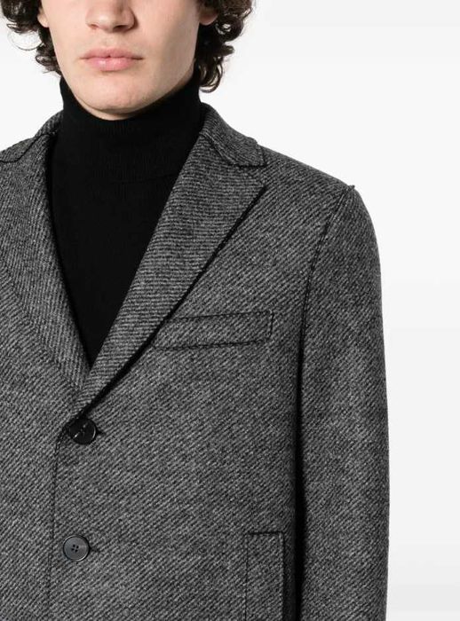 Palton slim 52 XL premium Bogie Italy lana moale Herringbone grey