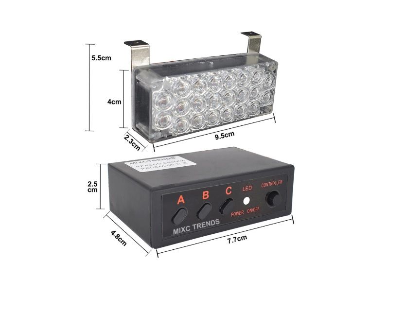 Set Stroboscoape, Rtm Online, LED 12V Albastru-Rosu cu modul si blitz