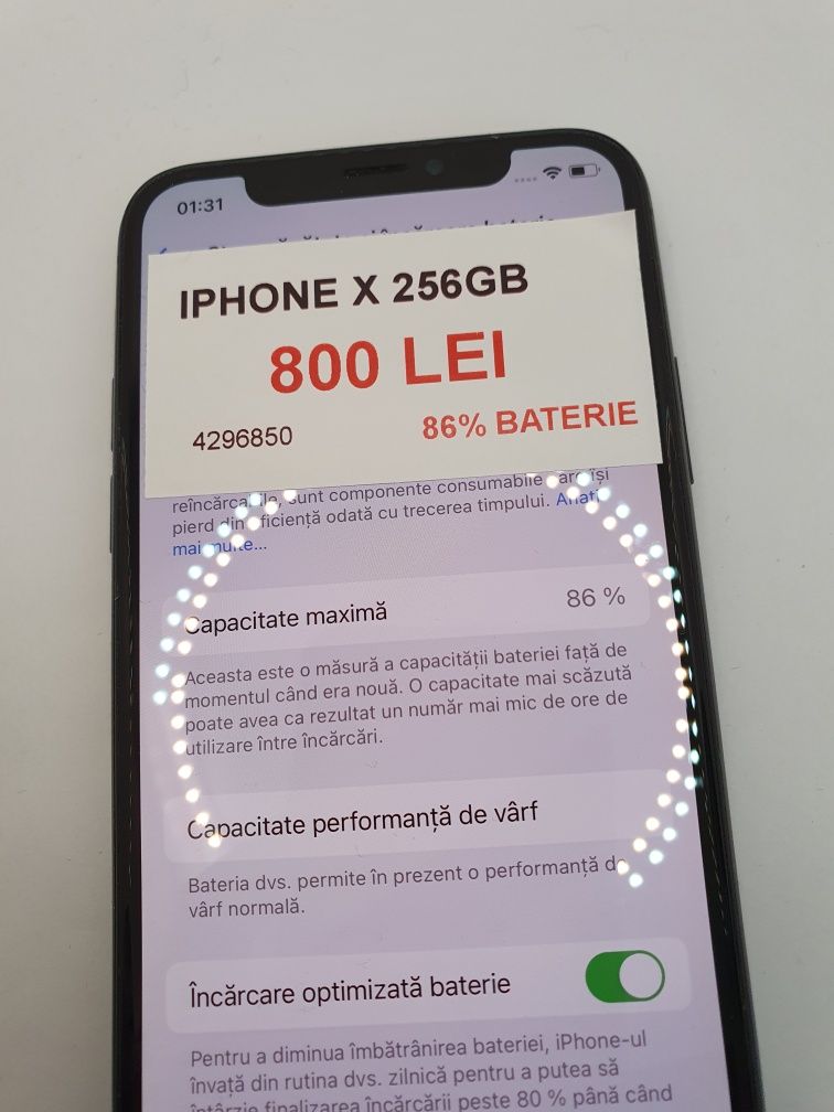 Iphone X 256GB 86% bat•Amanet Lazar Crangasi•42968