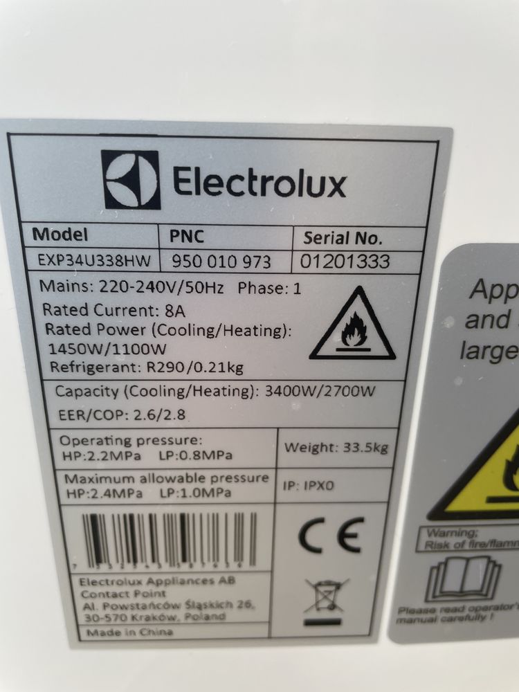 Aer conditionat portabil/mobil Electrolux  , model EXP34U338HW