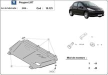 Scut motor metalic pentru Peugeot 207 2006 -2014 - otel 2mm