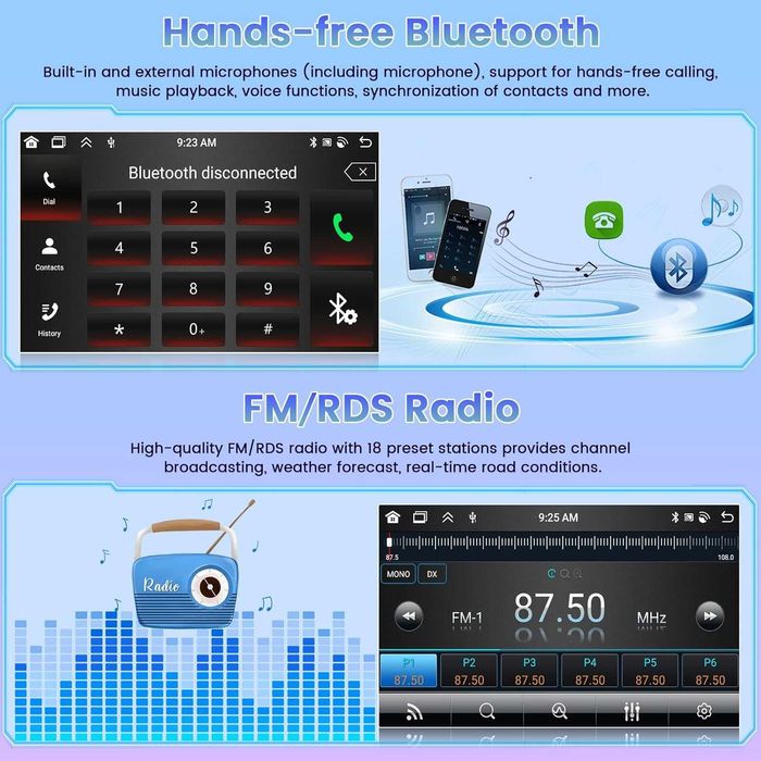 Hikity Android 13 авто радио за Ford Fiesta MK6 9" 4G+64G