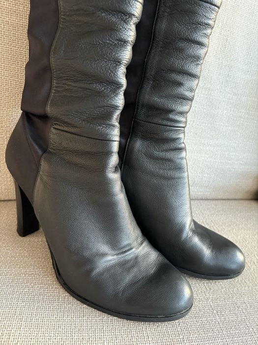 Дамски високи кожени ботуши