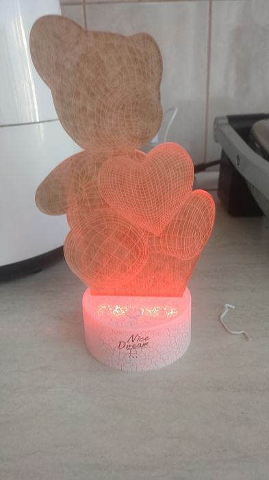 Lampă de noapte 3D Ursuleț de pluș, Iluzie optică, Lamp