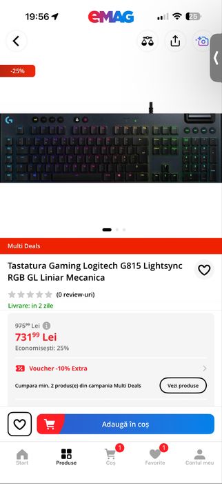 Vand tastatura gaming Logitech G815 RGB aluminiu (tactile)