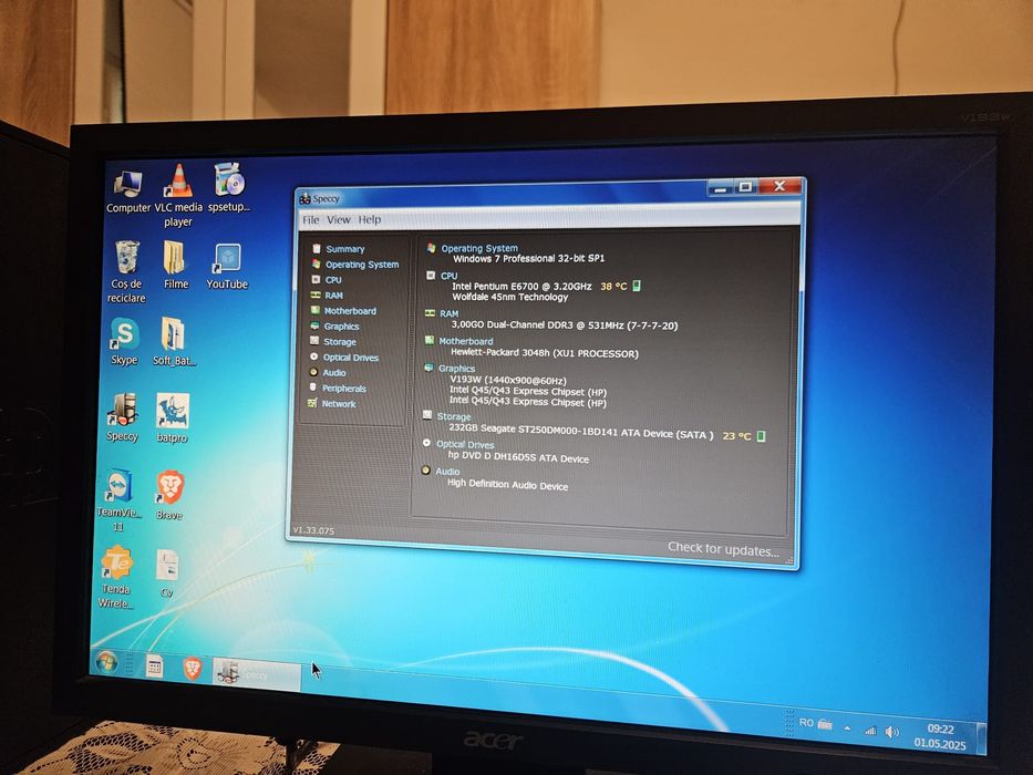 Vând Pc HP Intel Pentium E6700 3gb ram nu are placa video