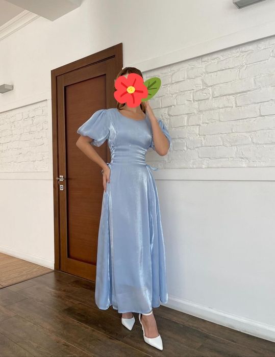 Платье вечерный, голубой, золушка