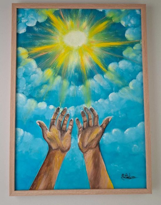 Tablou ulei pe panza canvas "Maini ale Sperantei" 50x70cm