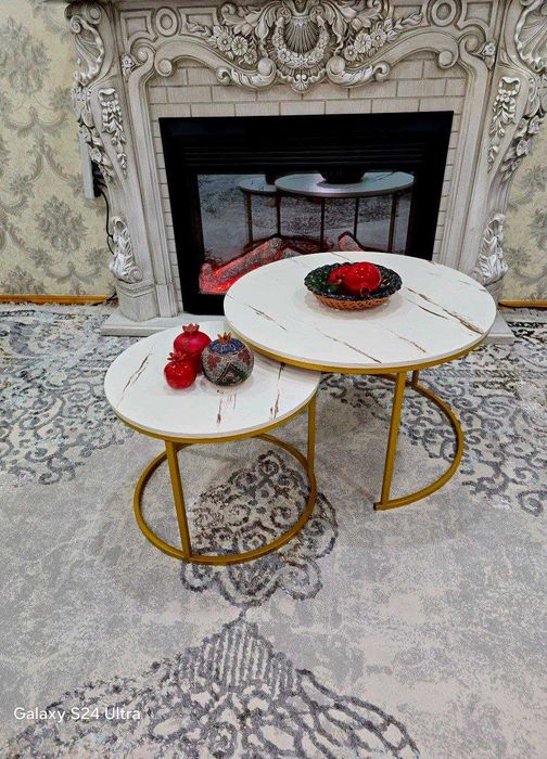 Журнальный столик Эрвин круглый лофт Журнальный столик двойной