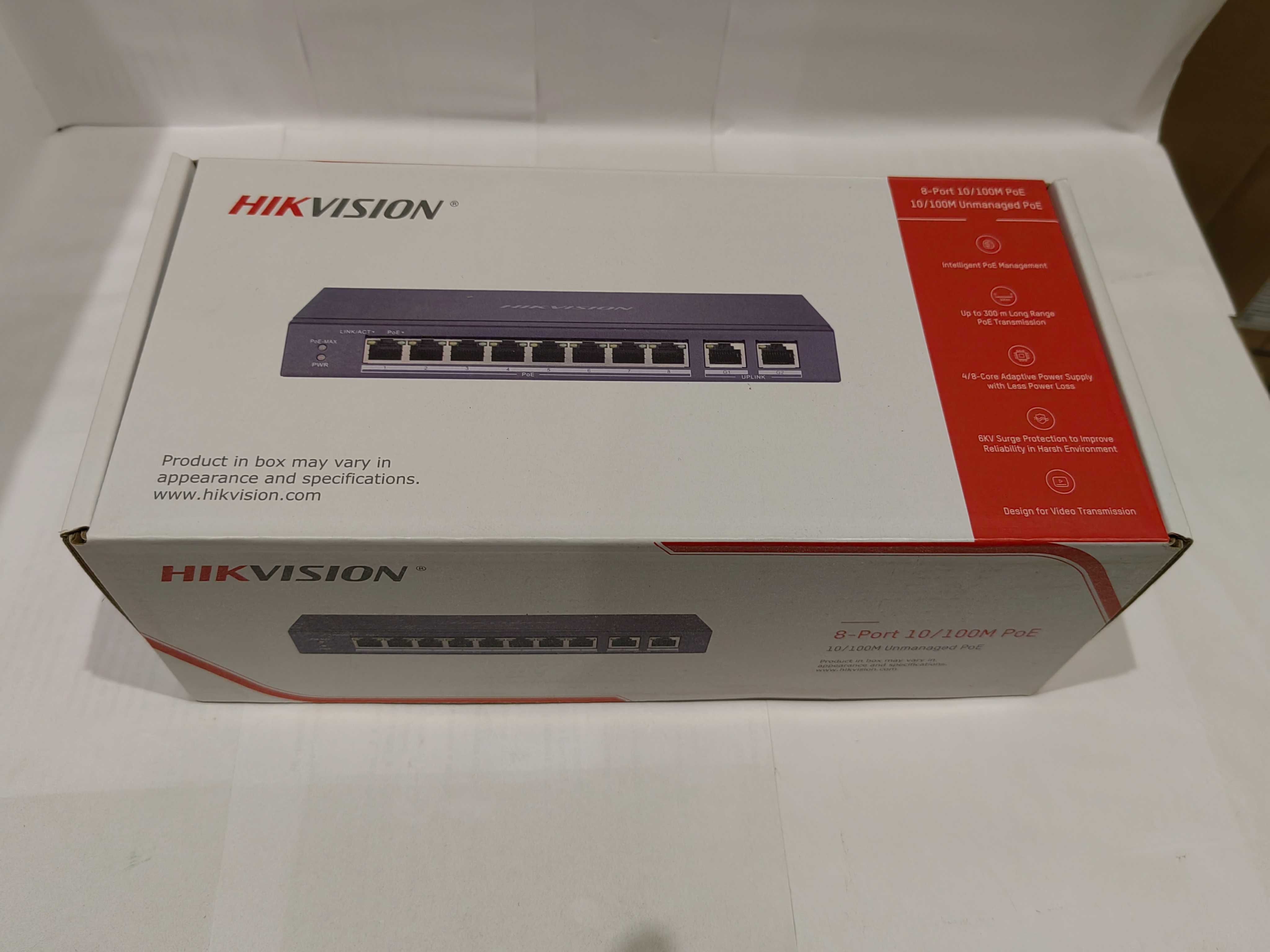 Коммутатор PoE 8 портовый + 2 uplink, Hikvision DS-3E0310P-E/M