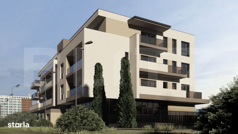 Apartament 2 camere, 55 mp + balcon 4 mp, etaj 1/3, zona Terra