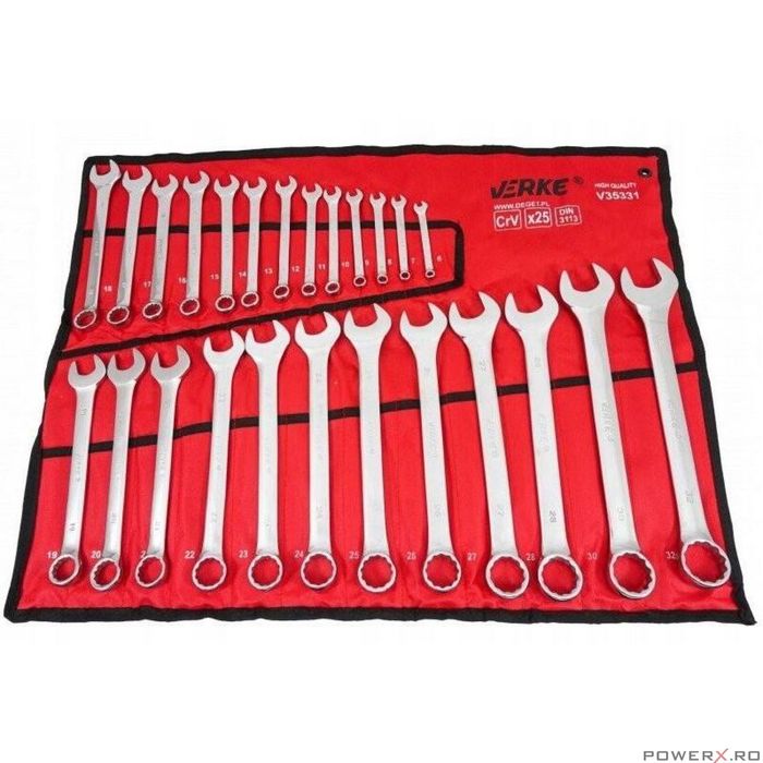 Set chei combinate, 25 piese, 6-32 mm, crom-vanadiu, Verke