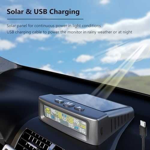 Нова TPMS система за 6 гуми – 144 PSI, соларна и USB, камион/каравана