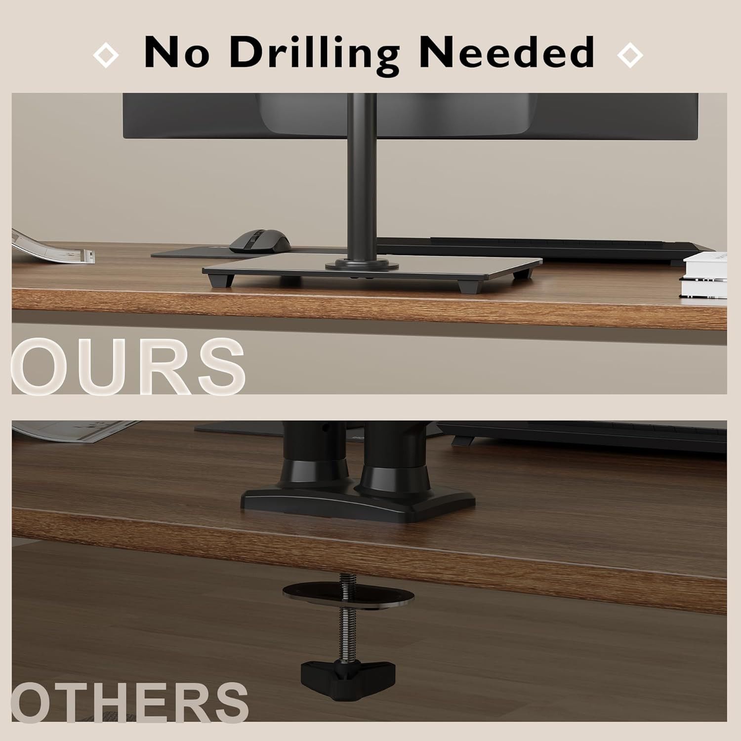 Suport Monitor BONTEC 13-32 Inch, Baza Sticla, Inclinare ±75°, Negru