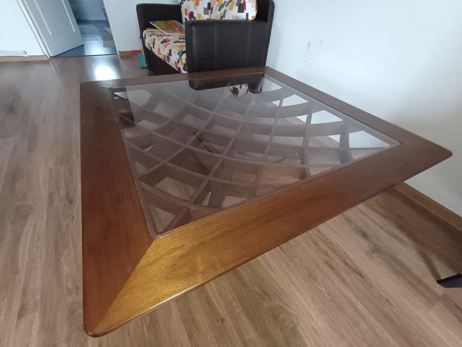 Masa mdf + nuc, sticla securizata