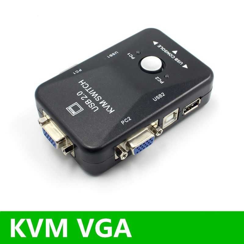 Коммутатор VGA kvmm 2 порта USB+VGA с двуми входами для монитора итд