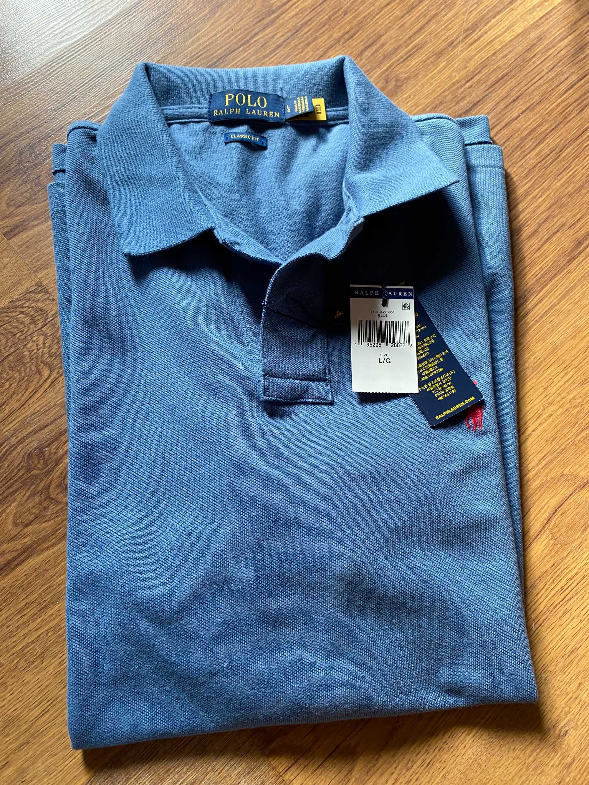 Tricou polo Ralph Lauren albastru masura L original cu eticheta pe el