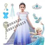 Лятна Дълга Рокля Костюм на Елза frozen 2 + Подарък Коронка