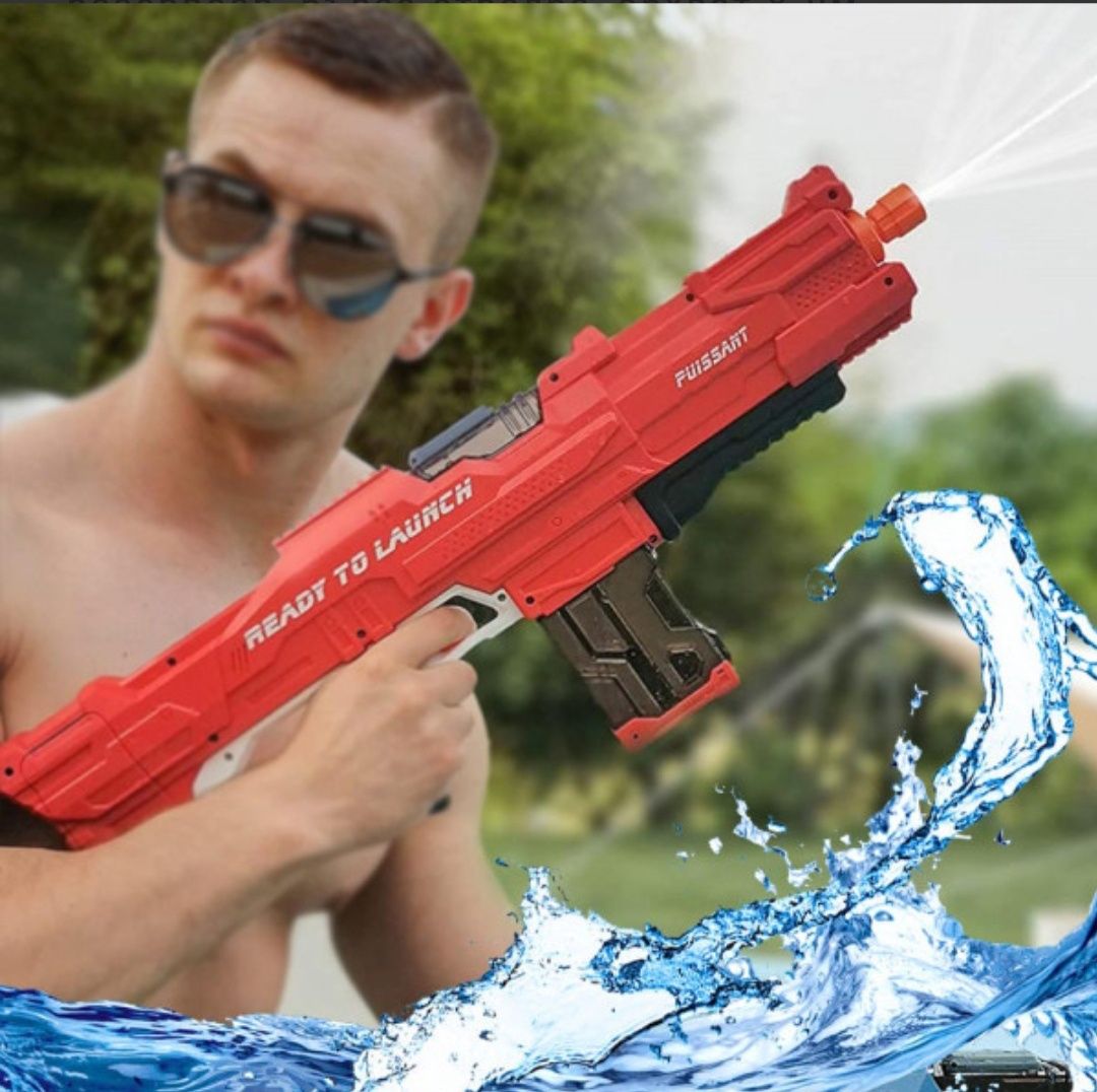 Водна пушка, автомат с вода, 8м, синя или червена