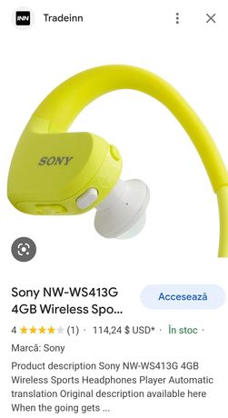 SONY Mp3 Player Sport Walkman NWWS413B, 4GB, Waterproof