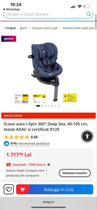 Scaun masina Joie i-spin 360 Timisoara