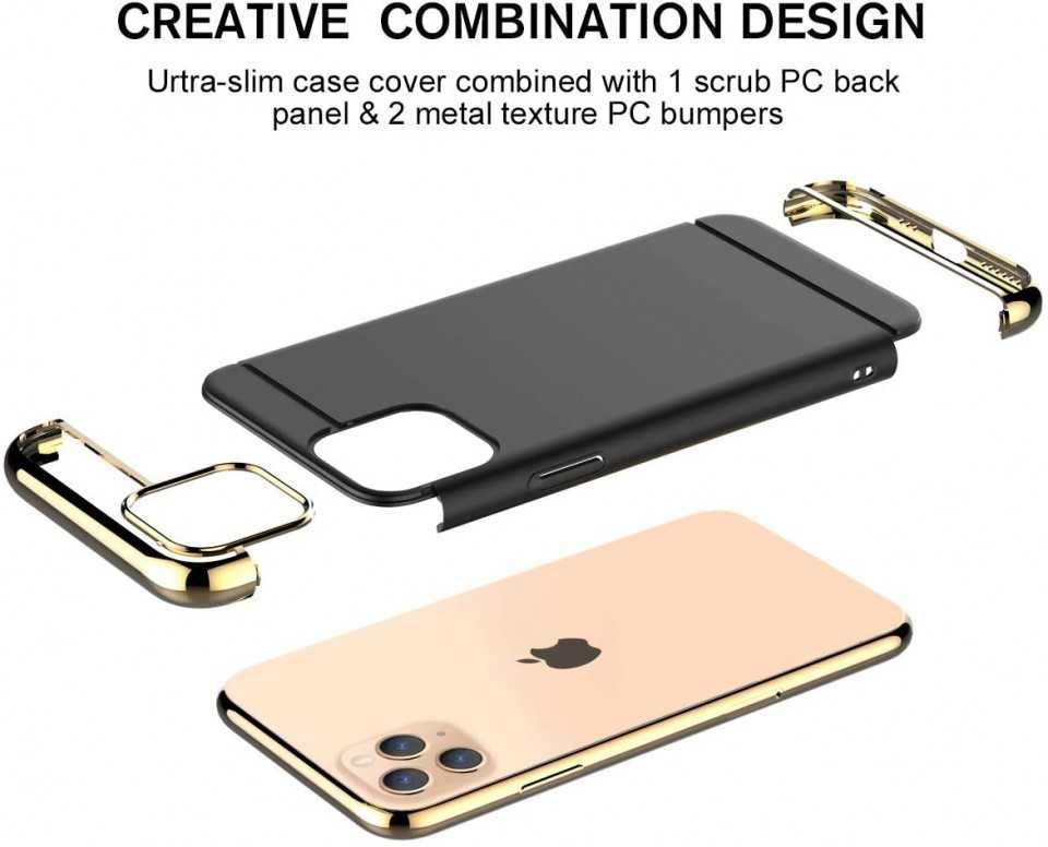 Husa compatibila cu Apple iPhone 12, Elegance Luxury 3in1 Black