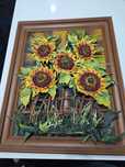Lot vintage de 2 tablouri realizate din piele