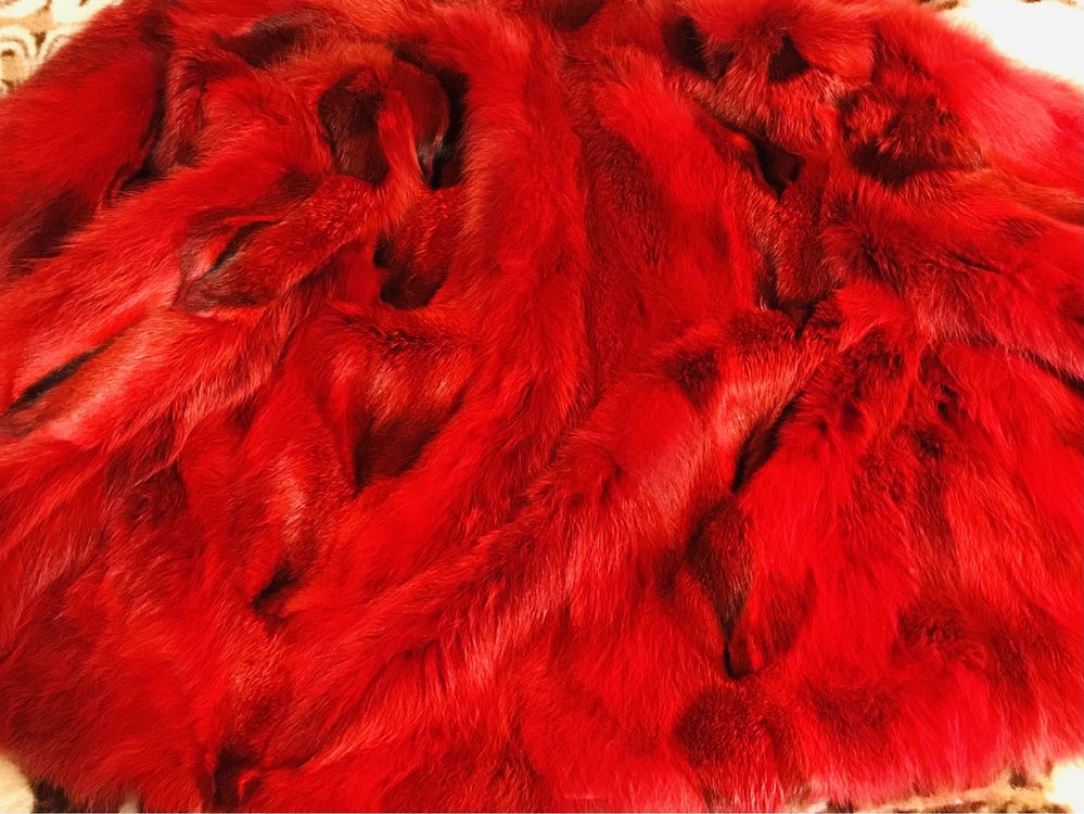 Blană elegantă naturală din vulpe roșie / produs nou / mărime 42