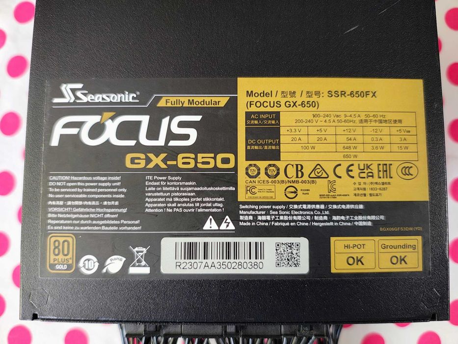 Sursa Full Modulara Seasonic Focus, GX-650 80+ Gold, 650W.