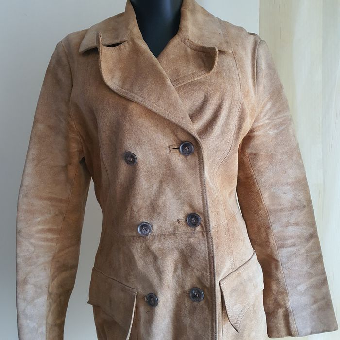 Palton / trench de piele intoarsa