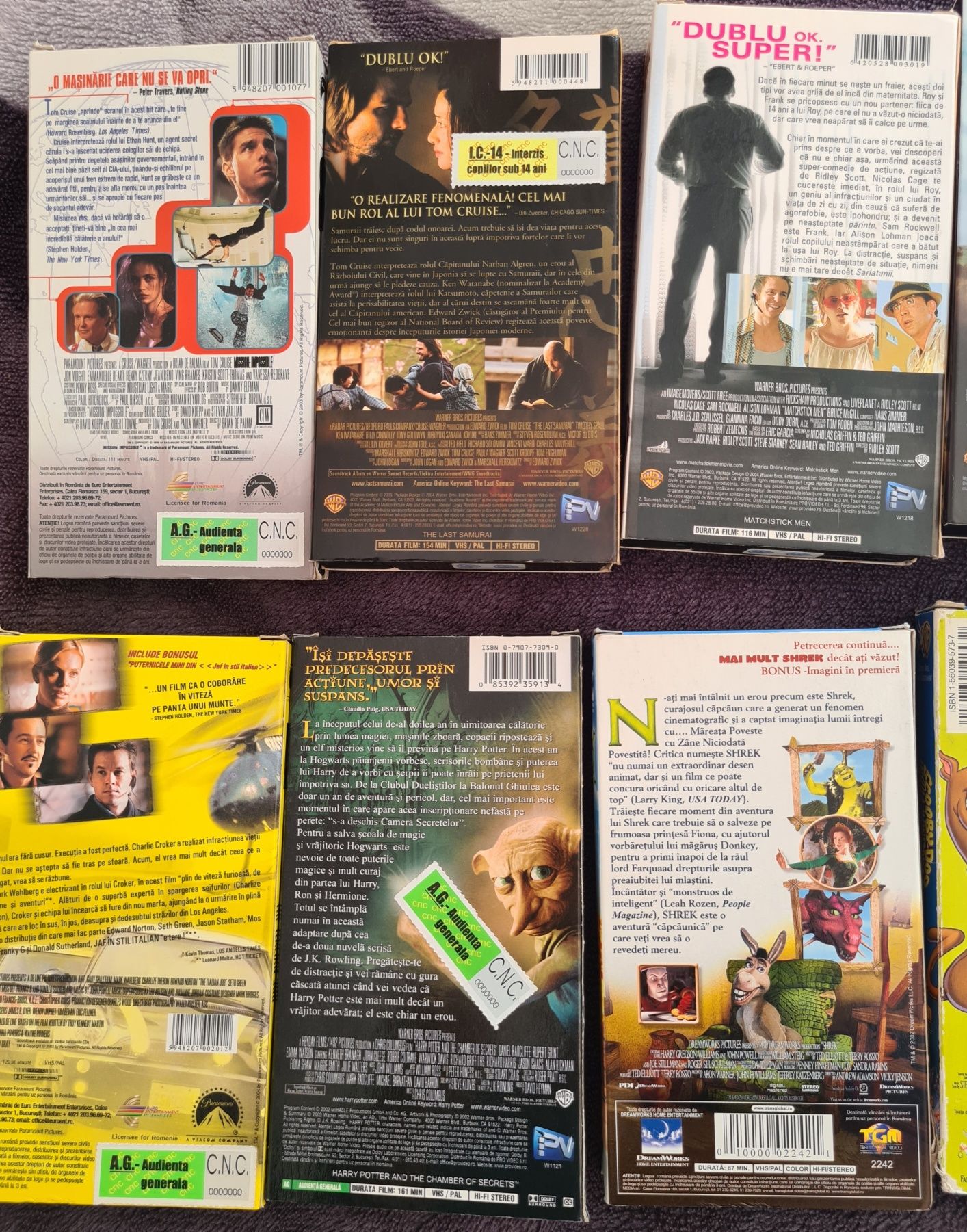 Casete Video VHS Filme Desene Sport Limba Romana Troia Shrek Potter