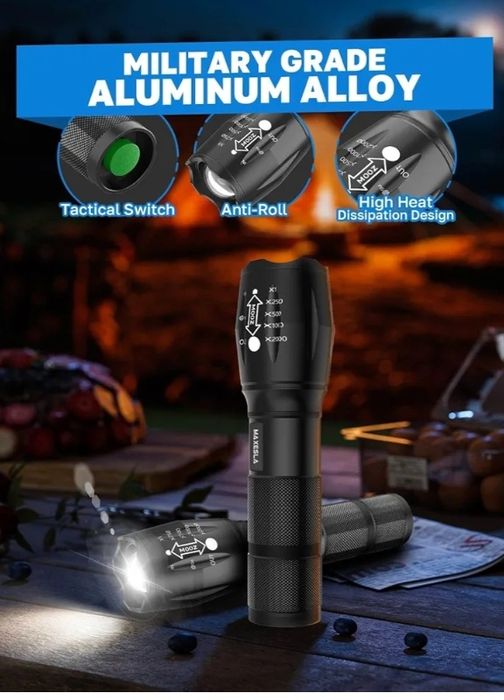 LED фенерче 2000 лумена, Maxesla Torches LED супер ярък фенер - 2 броя