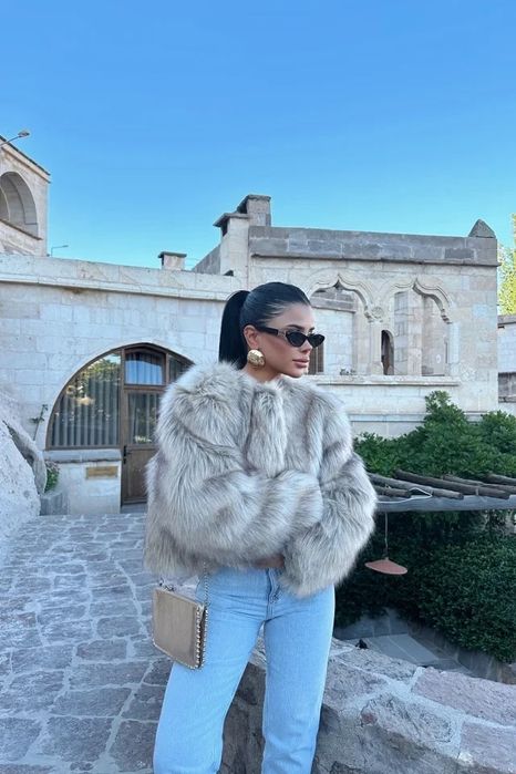 кожено яке с косъм