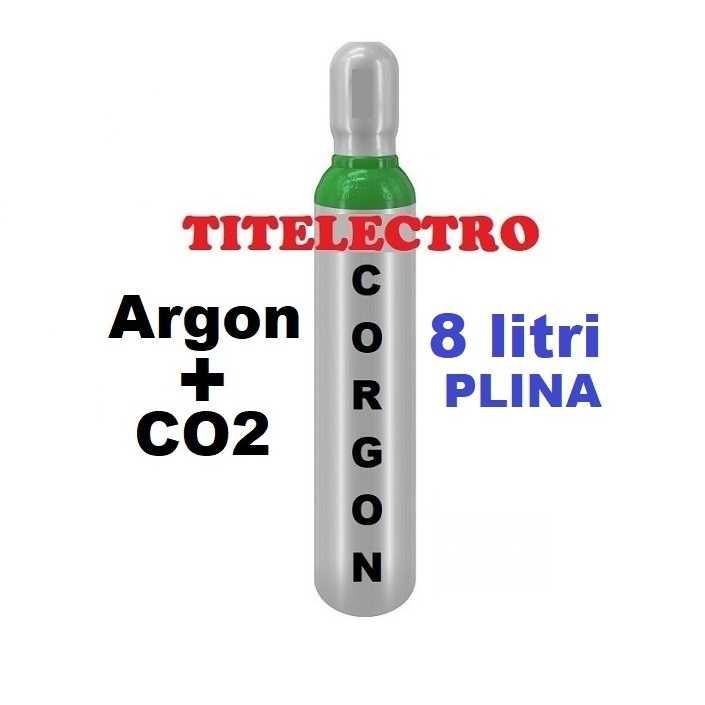 Butelie tub corgon PLINA 8 litri, amestec argon + CO2, sudura MIG-MAG