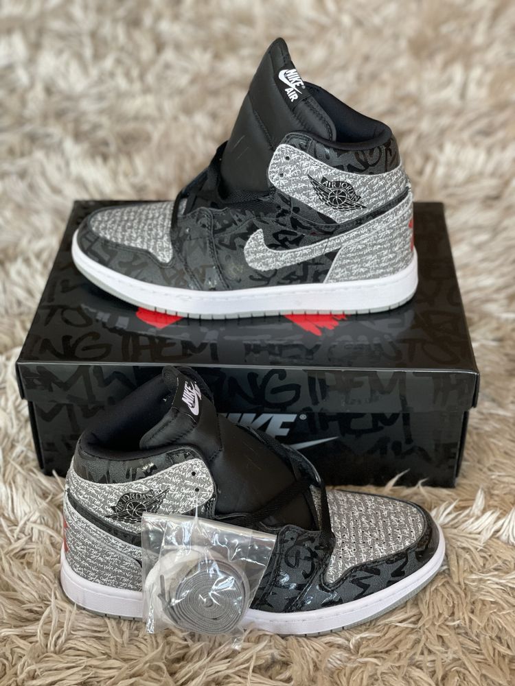 Air Jordan 1 High Rebellionare Black White Particle Grey Cement OG Pat