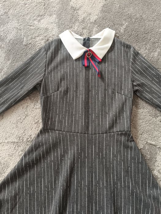 Сива, официална, стилна рокля