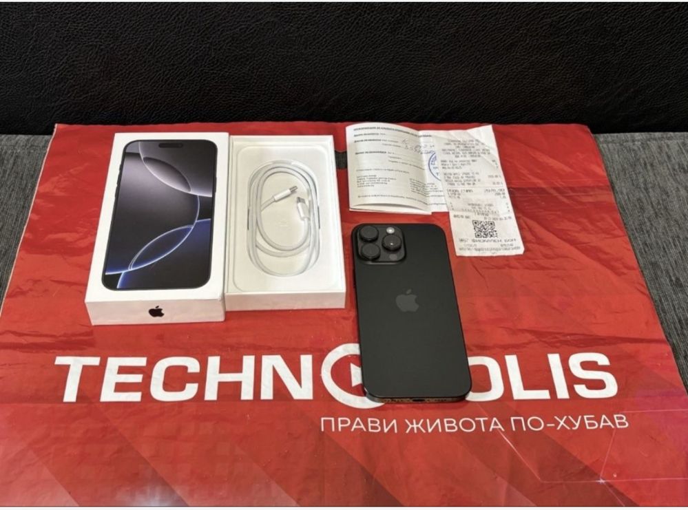 KATO НОВ 256GB iPhone 16 Pro MAX Технополис Гаранция 2026г. Black