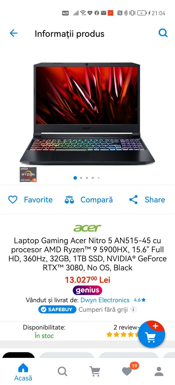 Laptop  Gaming Acer Nitro 5