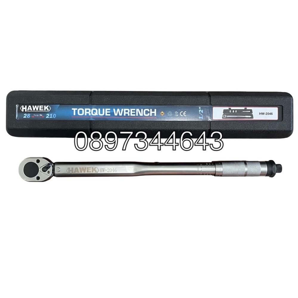 Динаметричен ключ  1/2" 28-210Nm, с вложки и удулжение  , HAWEK