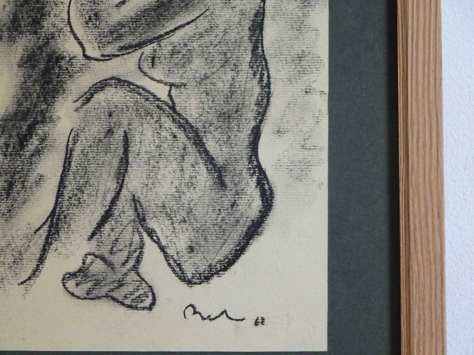 Corneliu Baba, ’Nud sezand’ | Tablou vechi, carbune pe hartie